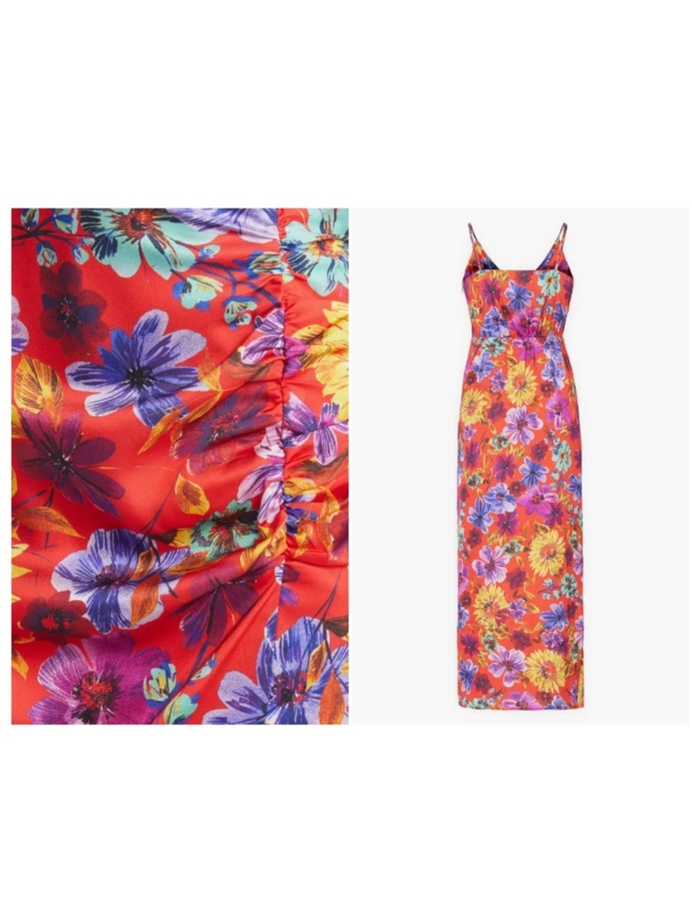 Milly LILLIANA FLORAL Cowl Neck Satin Midi Dress Size 8 - Picture 11 of 16